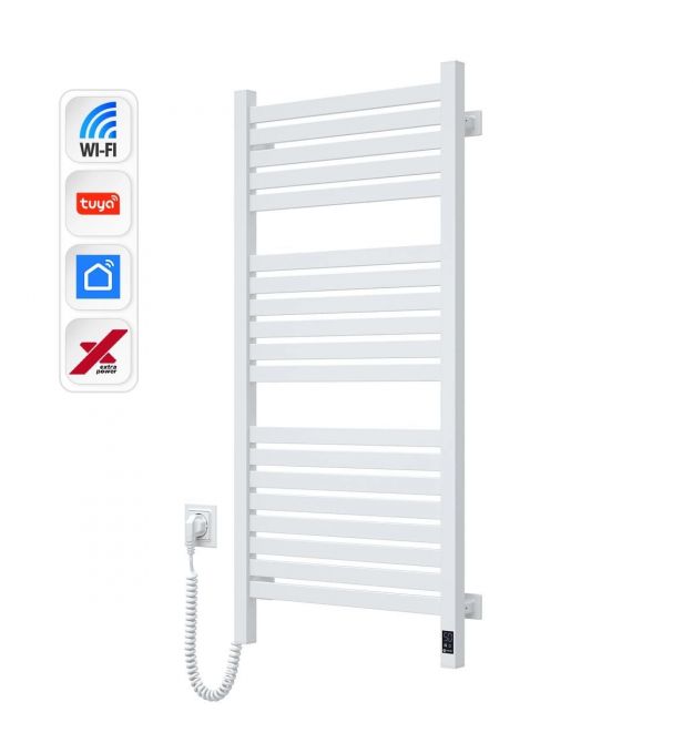 Navin Полотенцесушитель электрический Авангард Х, 1000х480х71мм, Wi-Fi, сталь, белый, левое подключение
