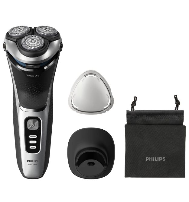 Philips Philips electric shaver, razor head-3, Li-Ion, dry+wet, trimmer,сharge indicator, soft case, silver"