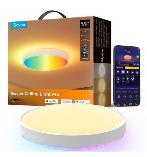 Govee Потолочный свитильник 38cm Smart Ceiling Light Pro, RGBICWW, WI-FI/Bluetooth, білий