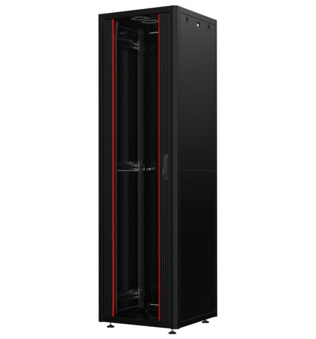 MIRSAN Шкаф 19", 42U, GTN SERVER, стеклянные двери, 600x800 мм, максимально 1000 кг, черный