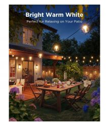Govee Набор светодиодных ламп H7025 Outdoor Clear Bulb String Lights, 15м, RGBIC/Warm White, WI-FI/Bluetooth, чорний