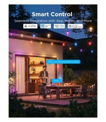 Govee Набор светодиодных ламп H7025 Outdoor Clear Bulb String Lights, 15м, RGBIC/Warm White, WI-FI/Bluetooth, чорний