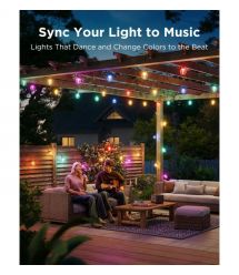 Govee Набор светодиодных ламп H7025 Outdoor Clear Bulb String Lights, 15м, RGBIC/Warm White, WI-FI/Bluetooth, чорний