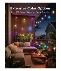 Govee Набор светодиодных ламп H7025 Outdoor Clear Bulb String Lights, 15м, RGBIC/Warm White, WI-FI/Bluetooth, чорний