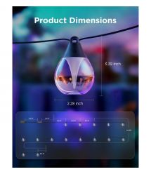 Govee Набор светодиодных ламп H7025 Outdoor Clear Bulb String Lights, 15м, RGBIC/Warm White, WI-FI/Bluetooth, чорний