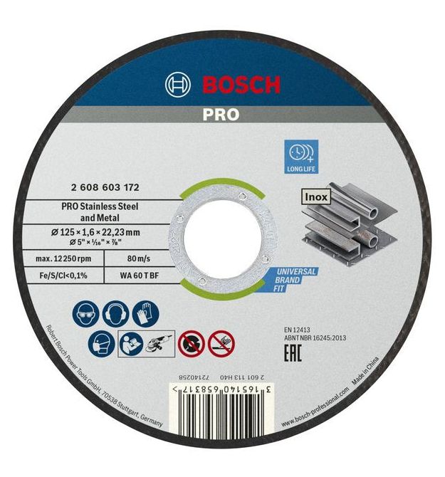 Bosch Диск відрізний Bosch Professional Stand по нержавіючій сталі 125x1.6x22.23мм, 10шт