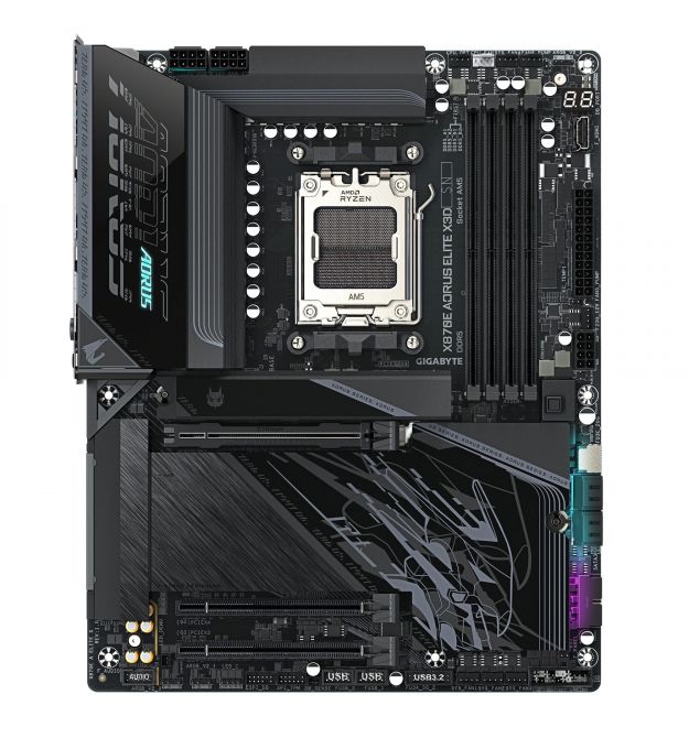 Gigabyte Материнская плата X870E A ELITE X3D sAM5 X870 4xDDR5 M.2 Wi-Fi BT HDMI DP ATX