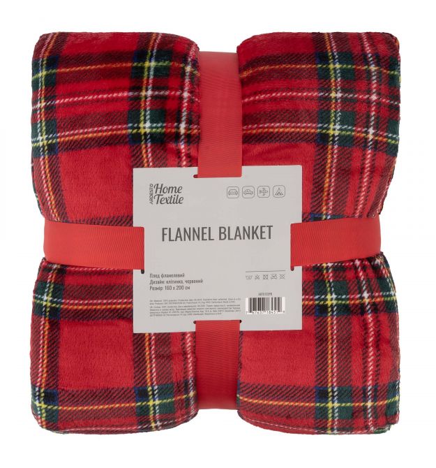 ARDESTO Плед Ardesto Christmas Flannel 160х200см, 100% поліестер, клітинка, червоний