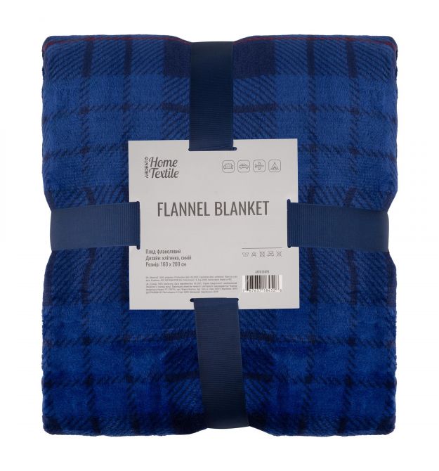 ARDESTO Плед Ardesto Flannel 160х200см, 100% поліестер, клітинка, синій