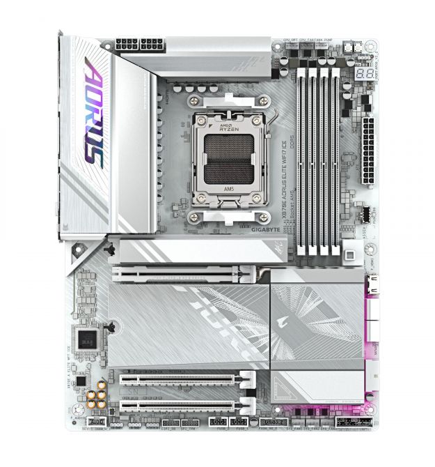 Gigabyte Материнская плата X870E A ELITE WF7 ICE sAM5 X870 4xDDR5 M.2 Wi-Fi BT HDMI DP ATX