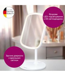 Beurer Beurer cosmetic mirror, tabletop, rectangular, 15x21cm, USB-C charging, backlight, white