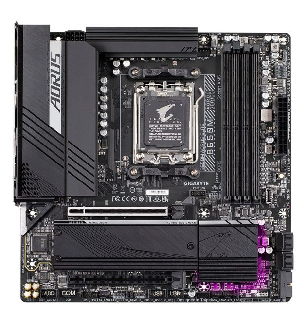 Gigabyte Материнская плата B650M AORUS ELITE sAM5 B650 4xDDR5 M.2 HDMI DP mATX