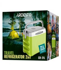 ARDESTO Холодильник дорожній ARDESTO, 2в1, 21л, 220/12В, підігрів 55°C, охолодження 18-20°C, USB-порт, 4.3кг, салатовий
