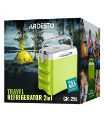 ARDESTO Холодильник дорожній ARDESTO, 2в1, 25л, 220/12В, підігрів 55°C, охолодження 18-20°C, USB-порт, 4.8кг, салатовий