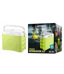 ARDESTO Холодильник дорожній ARDESTO, 2в1, 25л, 220/12В, підігрів 55°C, охолодження 18-20°C, USB-порт, 4.8кг, салатовий
