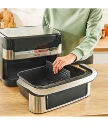 Tefal Tefal air fryer Dual Easy Fry Flex, 2700W, bowl-5.5+3.5l, sensore control, plastic, black steel