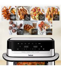 Tefal Tefal air fryer Dual Easy Fry Flex, 2700W, bowl-5.5+3.5l, sensore control, plastic, black steel