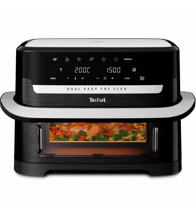 Tefal Tefal air fryer Dual Easy Fry Flex, 2700W, bowl-5.5+3.5l, sensore control, plastic, black