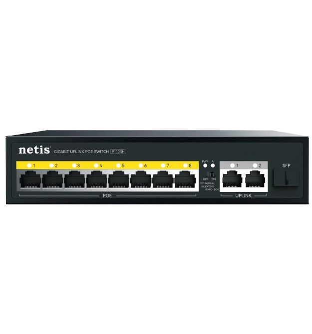 Netis Коммутатор P110GH 8xFE PoE, 3xGE (2xUplink, 1xSFP), 120Вт, Неуправляемый