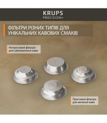 Krups Кофеварка рожковая Precision+, 3.5л, молотый, 15 бар, серый