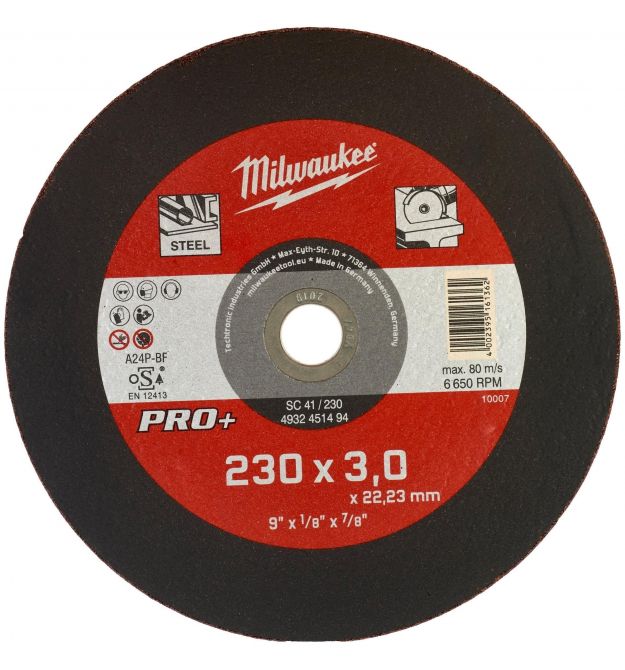 Milwaukee metal cutting disc PRO+, 230x3x22.23mm
