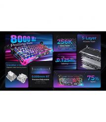 GravaStar Клавиатура механическая Mercury V75 Pro 80keys, Magnetic Jade Gaming, 8K, USB-A, RGB, Neon Graffiti