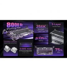 GravaStar Клавиатура механическая Mercury V75 Pro 80keys, Magnetic Jade Gaming, 8K, USB-A, RGB, Iron Purple
