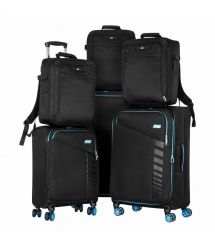 2E Набір валіз 2E, Trek, (L+M+S), TSA, 4 колеса, + 3 рюкзаки Cabin (2E-BPET-CABIN-BK), поліестр, чорний