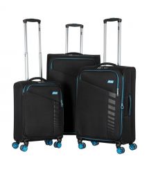 2E Набір валіз 2E, Trek, (L+M+S), TSA, 4 колеса, + 3 рюкзаки Cabin (2E-BPET-CABIN-BK), поліестр, чорний