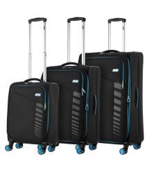 2E Набір валіз 2E, Trek, (L+M+S), TSA, 4 колеса, + 3 рюкзаки Cabin (2E-BPET-CABIN-BK), поліестр, чорний