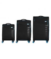 2E Набір валіз 2E, Trek, (L+M+S), TSA, 4 колеса, + 3 рюкзаки Cabin (2E-BPET-CABIN-BK), поліестр, чорний