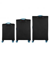 2E Набір валіз 2E, Trek, (L+M+S), TSA, 4 колеса, + 3 рюкзаки Cabin (2E-BPET-CABIN-BK), поліестр, чорний