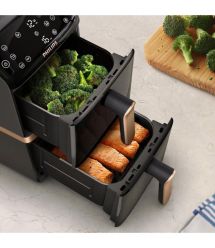 Philips Мультипечь Stacked Dual 2300Вт, чаша-5+5л, сенсорное управл., 6 авто. программ, пластик/металл , чорний