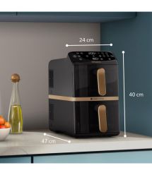 Philips Мультипечь Stacked Dual 2300Вт, чаша-5+5л, сенсорное управл., 6 авто. программ, пластик/металл , чорний
