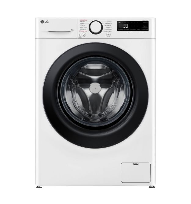 LG Стиральная машина фронтальная, 9кг, 1200, A, 48см, дисплей, пар, инвертор, белый