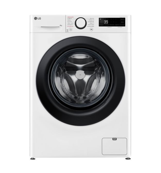 LG Стиральная машина фронтальная, 8кг, 1200, A, 48см, дисплей, пар, инвертор, белый
