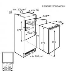 Electrolux Electrolux ref built-in with top freezer, 87.3x55x55, ref-109l, freez.-14l, 1door, E, ST, white