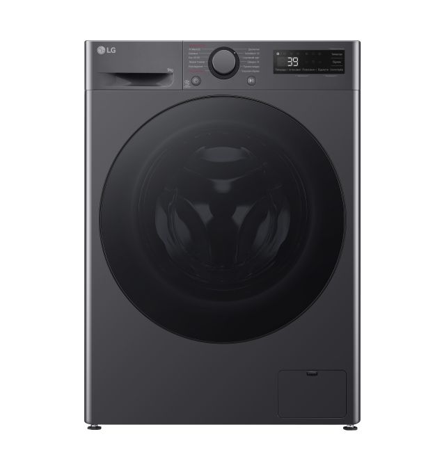 LG Стиральная машина фронтальная, 9кг, 1200, A, 48см, дисплей, пар, инвертор, черный