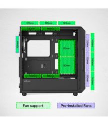 Zalman Корпус P60 без БП, 2xUSB3.0, 1x Type C, 3x120мм ARGB Reverse, 2x120мм ARGB, VGA 435мм, LCS ready, Curved