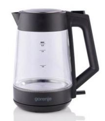 Gorenje Электрочайник 1,7 л, 2200 Вт, strix control, стекло, черный