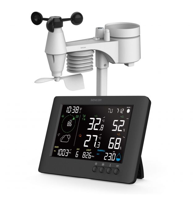 Sencor Метеостанція Sencor, внутр/зовн вимірювання, від мережі/CR2032x1+AAx3, темп-