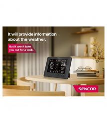 Sencor Метеостанція Sencor, внутр/зовн вимірювання, від мережі/CR2032x1+AAx3, темп-