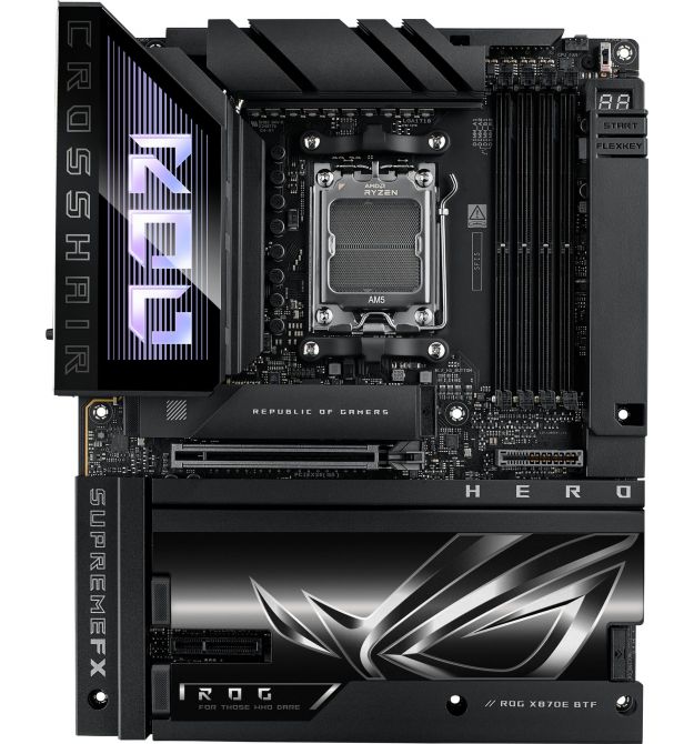 ASUS Материнcкая плата ROG CROSSHAIR X870E HERO BTF sAM5 X870E 4xDDR5 M.2 HDMI WiFi BT ATX скрытое подключение разъемов