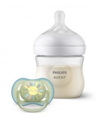 AVENT Philips Avent SCD837/10 Natural Natural Flow Bottle 125 ml + Ulta Air Pacifier 0-6m Set