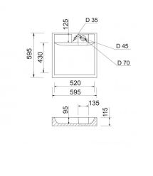 Adamant Раковина, умывальник WASHER NEW, искуственный камень, прямоуг., с отвер