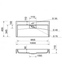 Adamant Раковина, умивальник VISION, штучний камінь, прямокут., з отвором для