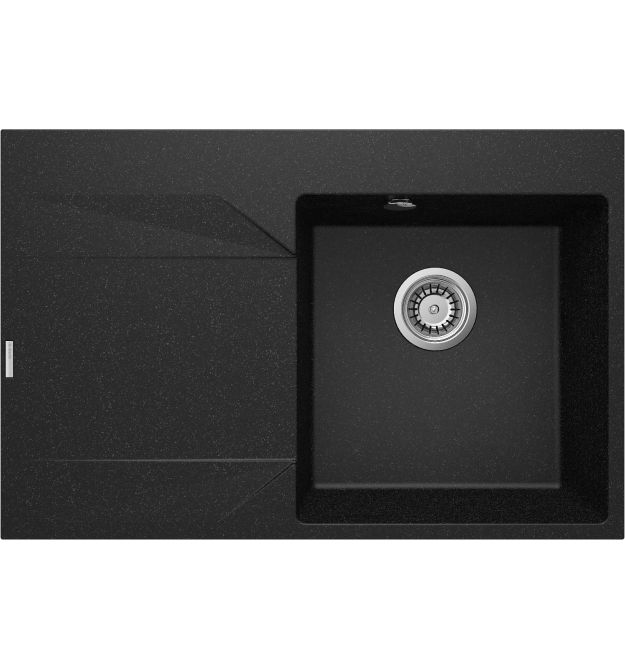 Deante Мойка кухонная Evora, гранит, прямоугольная, с крылом, 760х500х195мм, чаша – 1, врезная, графит
