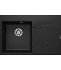 Deante Мойка кухонная Evora, гранит, прямоугольная, с крылом, 760х500х195мм, чаша – 1, врезная, графит