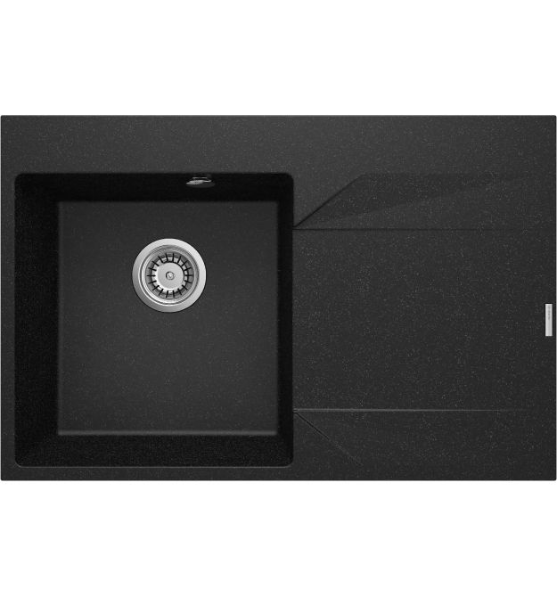 Deante Мойка кухонная Evora, гранит, прямоугольная, с крылом, 760х500х195мм, чаша – 1, врезная, графит