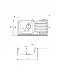 Deante Набор для кухни Doppio, стальная мойка ZEN_0113 + смеситель BYU_060M, сатин